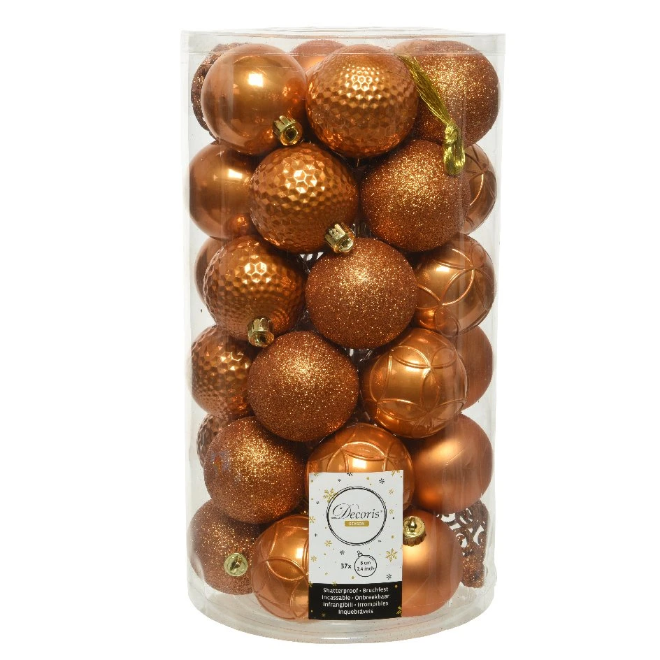 Lot De 37 Boules De Noël (D60 Mm) Alpine Mix Ambre 3 Lot De 37 Boules De Noël (D60 Mm) Alpine Mix Ambre