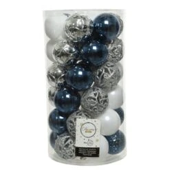 Lot De 37 Boules De Noël (D60 Mm) Alpine Bleu Nuit