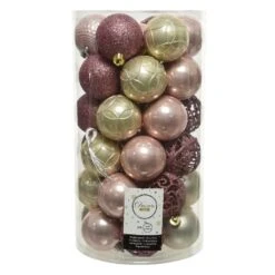 Lot De 37 Boules De Noël Alpine Rose Poudré