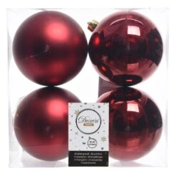 Lot De 4 Boules De Noël (D100 Mm) Alpine Bordeaux