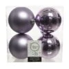 Lot De 4 Boules De Noël (D100 Mm) Alpine Lilas -Village de Noel boite de 4 boules plastique uni brill mat dia10cm lilas givre 84644 1589531406