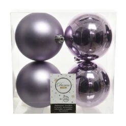 Lot De 4 Boules De Noël (D100 Mm) Alpine Lilas