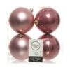 Lot De 4 Boules De Noël (D100 Mm) Alpine Vieux Rose -Village de Noel boite de 4 boules plastique uni brill mat dia10cm vieux rose 84650 1589531518