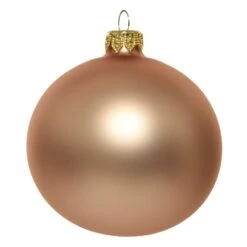 Lot De 4 Boules De Noël En Verre (D100 Mm) Arctique Mate Caramel