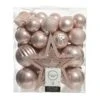 Kit De Décoration De Sapin De Noël Mély Rose Poudré -Village de Noel boite de 50 boule incassable brillant mat mix dia8 00cm rose poudre 116260 1653909668