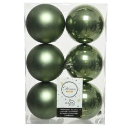 Lot De 6 Boules De Noël (D80 Mm) Alpine Vert Mousse