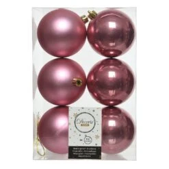 Lot De 6 Boules De Noël (D80 Mm) Alpine Vieux Rose