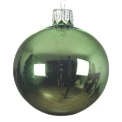 Lot De 6 Boules De Noël En Verre (D80 Mm) Arctique Brillantes Vert Gui