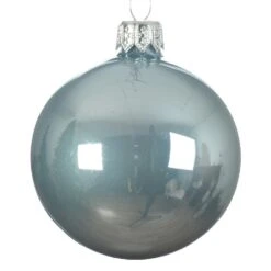 Lot De 6 Boules De Noël En Verre (D80 Mm) Arctique Brillantes Bleu Brumeux