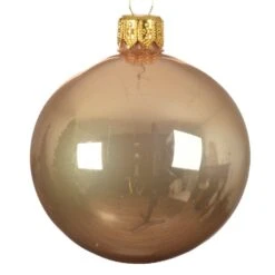 Lot De 6 Boules De Noël En Verre (D80 Mm) Arctique Brillantes Caramel