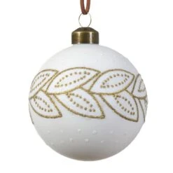 Lot De 3 Boules De Noël (D80 Mm) En Verre Nature D'hiver Blanc Laine