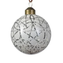 Lot De 3 Boules De Noël (D80 Mm) En Verre Vril Blanc -Village de Noel boite fenetre a 3 blanc boule verre a etoile d cercle 128609 1687179822