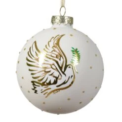 Lot De 3 Boules De Noël (D80 Mm) En Verre Colombe Blanc Laine