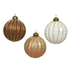 Lot De 3 Boules De Noël (D80 Mm) En Verre Aro