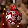 Lot De 3 Boules De Noël (D80 Mm) En Verre Nuit De Noël Rouge -Village de Noel boite fenetre a 3 boule verre rouge no l 128794 1687265214