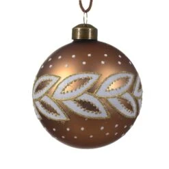 Lot De 3 Boules De Noël (D80 Mm) En Verre Nature D'hiver Marron