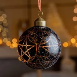 Lot De 3 Boules De Noël (D80 Mm) En Verre Vril Noir