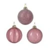 Lot De 3 Boules De Noël (D80 Mm) En Verre Sucréa Vieux Rose -Village de Noel boite fenetre a 3 mod a boule verre paillettes velvet pink 128652 1687181392