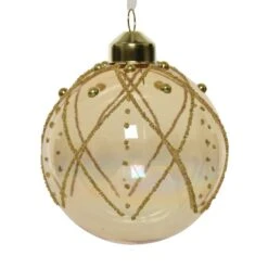 Lot De 3 Boules De Noël (D80 Mm) En Verre Vernia Perle