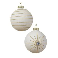 Lot De 3 Boules De Noël (D80 Mm) En Verre Zoy Blanc Laine -Village de Noel boite fenetre a 3 mod a boule verre wool white 128525 1687167315