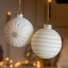 Lot De 3 Boules De Noël (D80 Mm) En Verre Zoy Blanc Laine -Village de Noel boite fenetre a 3 mod a boule verre wool white 128525 1687419253