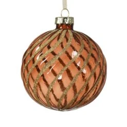 Lot De 3 Boules De Noël (D80 Mm) En Verre Torsade Brun Café