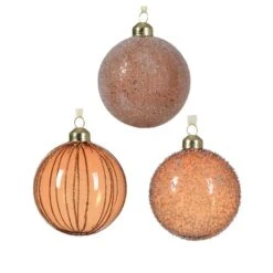 Lot De 3 Boules De Noël (D80 Mm) En Verre Sucréa Rouge Cuivré