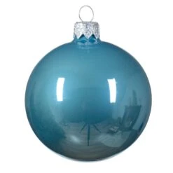 Lot De 4 Boules De Noël En Verre (D100 Mm) Arctique Brillantes Bleu Pétillant
