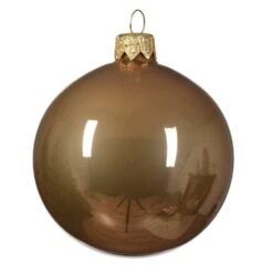 Lot De 4 Boules De Noël En Verre (D100 Mm) Arctique Brillantes Brun Gingembre