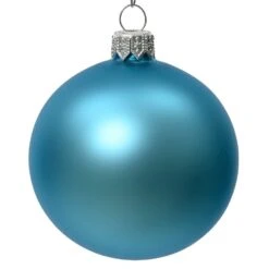Lot De 4 Boules De Noël En Verre (D100 Mm) Arctique Mate Bleu Pétillant