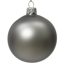 Lot De 4 Boules De Noël En Verre (D100 Mm) Arctique Mate Gris Marbre