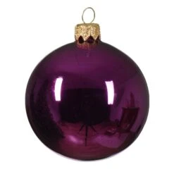 Lot De 6 Boules De Noël En Verre (D80 Mm) Arctique Brillantes Violet