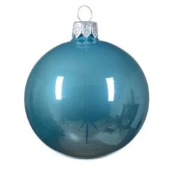 Lot De 6 Boules De Noël En Verre (D80 Mm) Arctique Brillantes Bleu Pétillant