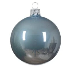 Lot De 6 Boules De Noël En Verre (D80 Mm) Arctique Brillantes Bleu Vaporeux