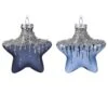 Lot De 2 étoiles De Noël à Suspendre En Verre Arctique Bleu Nuit -Village de Noel boite transp a 2 arctique etoile verre a paillettes or et perles 128639 1685435115