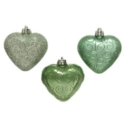 Lot De 6 Coeurs De Noël à Suspendre Alpine Vert Sauge