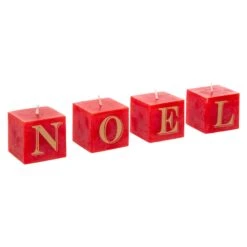 Lot De 4 Bougies Cube Noël Rouge