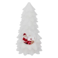 Bougie LED Sapin Et Père Noël Blanc