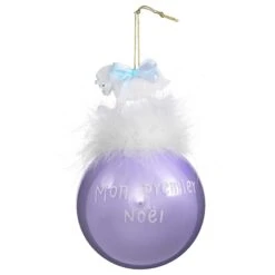 Boule De Noël En Verre (D90 Mm) Cheval Mon Premier Noël Lilas