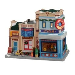 Village De Noël Lemax Lumineux Boutique De Vélos Et De Patins à Roulettes