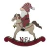 Père Noël Sur Cheval à Bascule En Bois à Poser Rouge -Village de Noel cheval bascule poser l 17cm x i 3cm x h 19cm rouge et vert 117592 1654611552