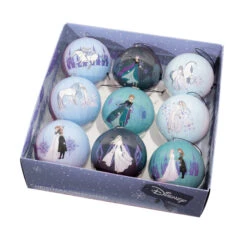 Coffret De 9 Boules De Noël (D75 Mm) Disney La Reine Des Neiges Bleu