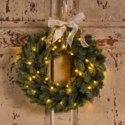 Couronne De Noël Lumineuse Asarum D40 Cm Blanc Chaud