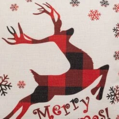 Coussin De Noël Carré (40 Cm) Merry Christmas Beige -Village de Noel coussin coton renne 40x40 beige 129414 1688998059