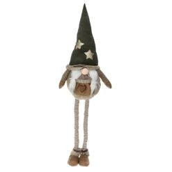 Lutin De Noël Capucine à Jambes Téléscopiques Gris H90 Cm