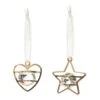 Lot De 2 Suspensions De Noël Diamant Or -Village de Noel deco metal etoile coeur dore x2 103714 1626772207
