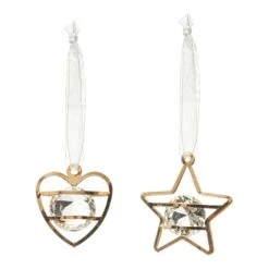 Lot De 2 Suspensions De Noël Diamant Or