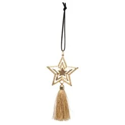 Etoile De Noël à Suspendre Avec Pompon Or