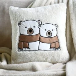 Coussin De Noël Carré (45 Cm) Douillet Ecru