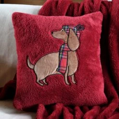 Coussin De Noël Carré (45 Cm) Douillet Rouge